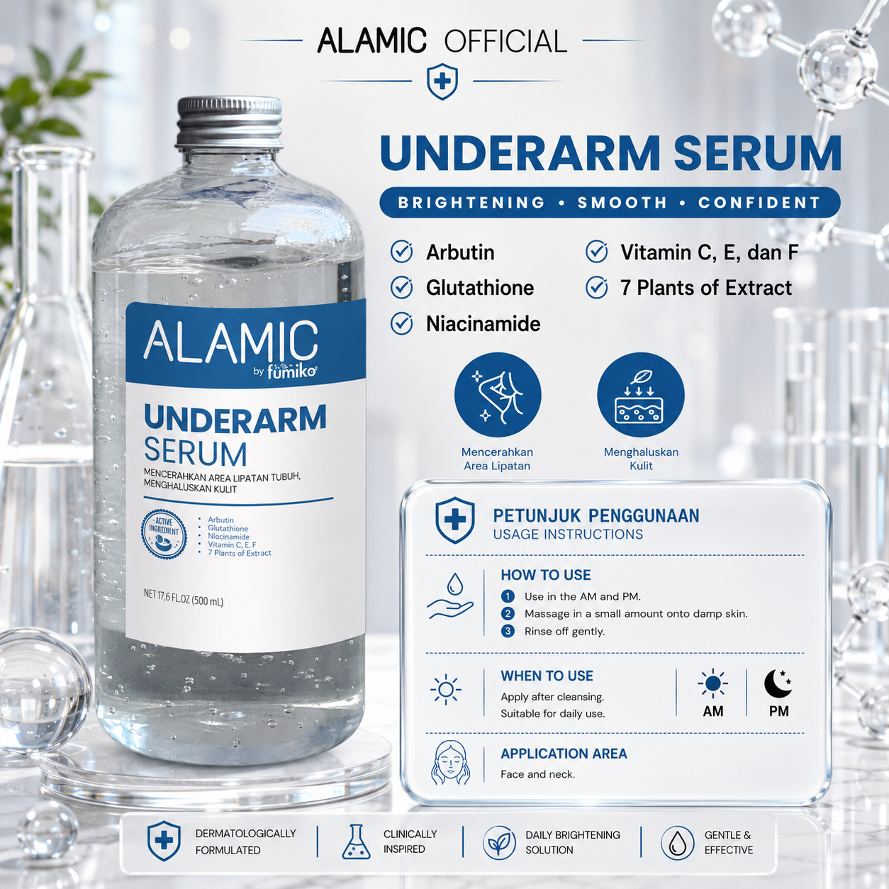 Underarm Serum Liposome Fumiko by Alamic - Packaging (500 ml) + Brightens Body Fold Areas